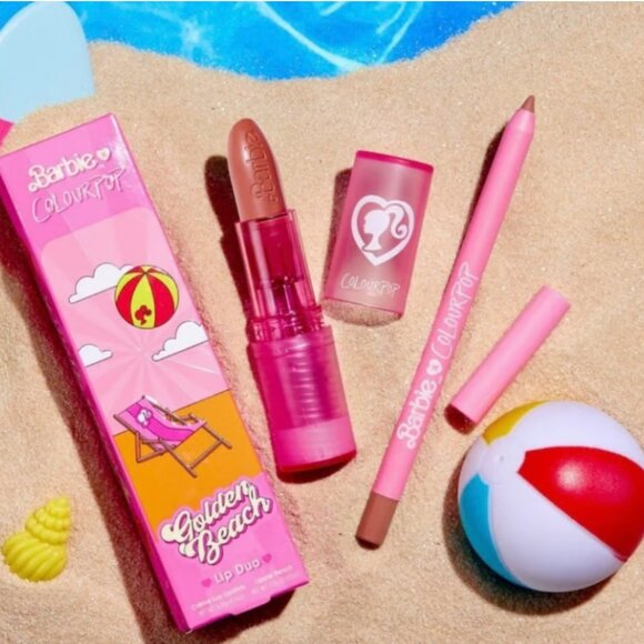Barbie "Golden Beach" Lux Lipstick Lip Liner Duo Kit - Lippie Pencil Colourpop - Picture 1 of 4